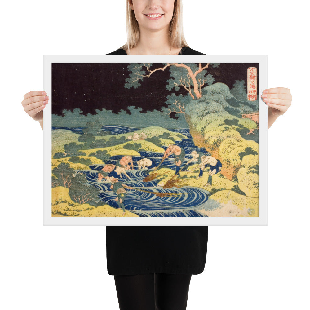 Fishing by Torchlight in Kai Province by Katsushika Hokusai