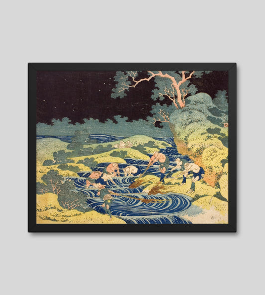 Fishing by Torchlight in Kai Province by Katsushika Hokusai