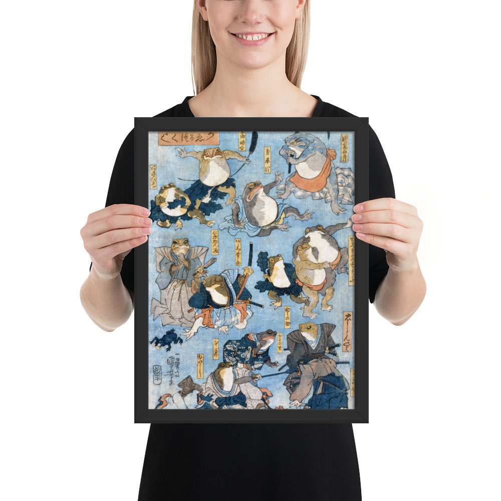 Famous Heroes of the Kabuki Stage Played by Frogs by Utagawa Kuniyoshi