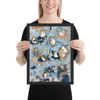 Famous Heroes of the Kabuki Stage Played by Frogs by Utagawa Kuniyoshi