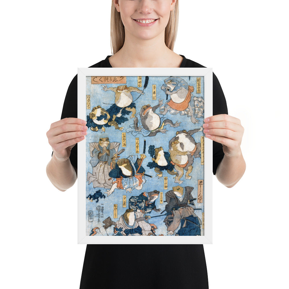Famous Heroes of the Kabuki Stage Played by Frogs by Utagawa Kuniyoshi