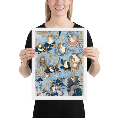 Famous Heroes of the Kabuki Stage Played by Frogs by Utagawa Kuniyoshi