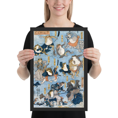 Famous Heroes of the Kabuki Stage Played by Frogs by Utagawa Kuniyoshi