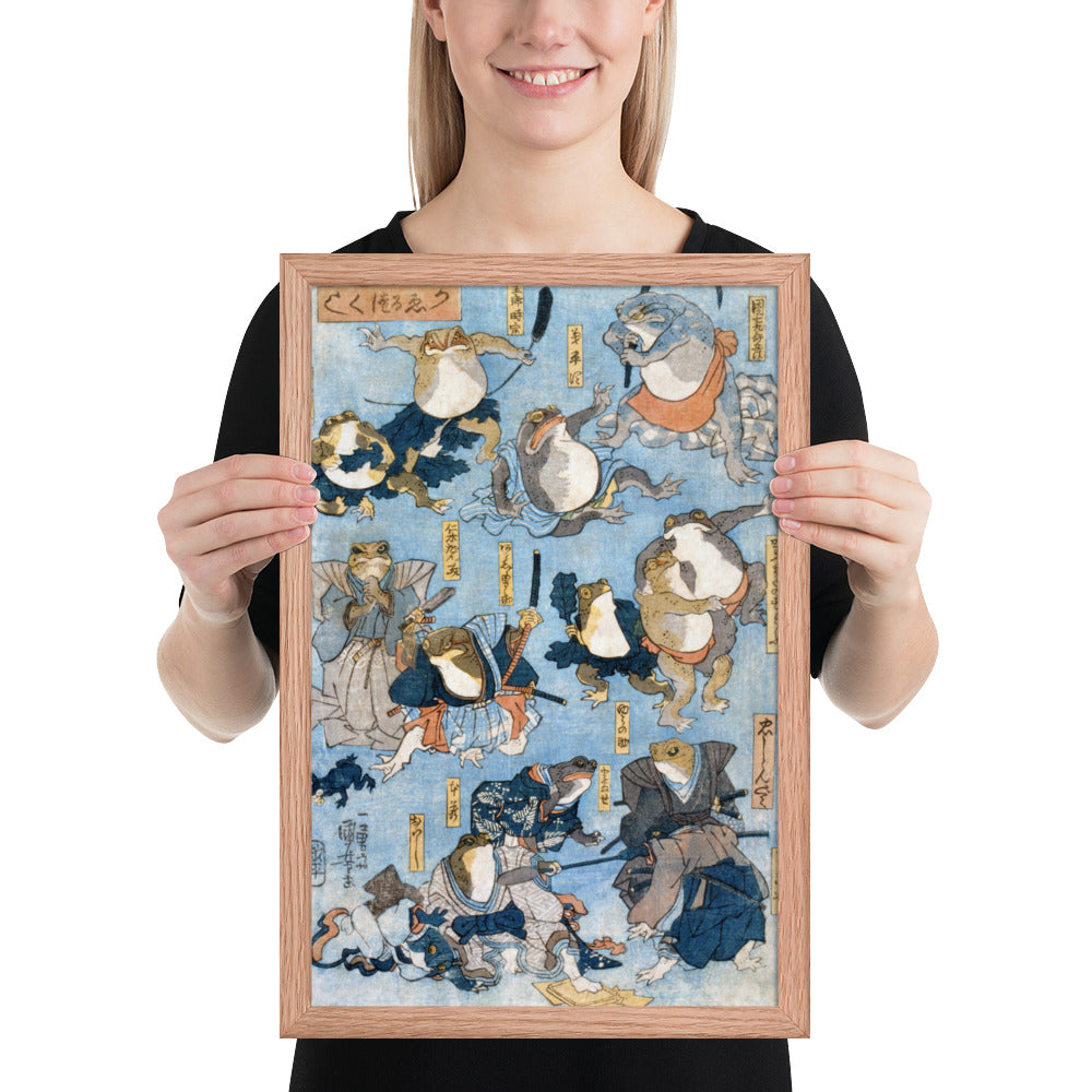 Famous Heroes of the Kabuki Stage Played by Frogs by Utagawa Kuniyoshi