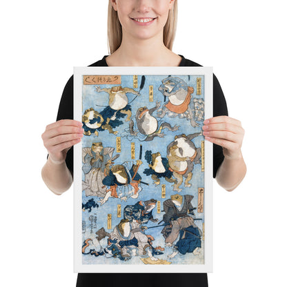 Famous Heroes of the Kabuki Stage Played by Frogs by Utagawa Kuniyoshi