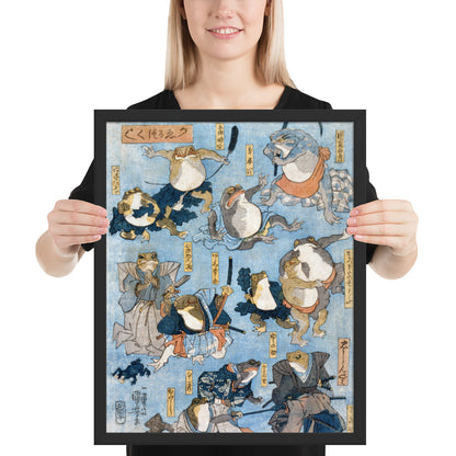 Famous Heroes of the Kabuki Stage Played by Frogs by Utagawa Kuniyoshi