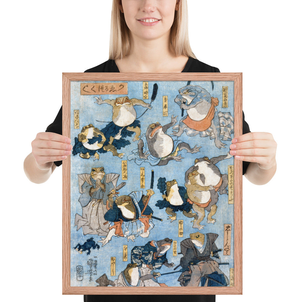 Famous Heroes of the Kabuki Stage Played by Frogs by Utagawa Kuniyoshi