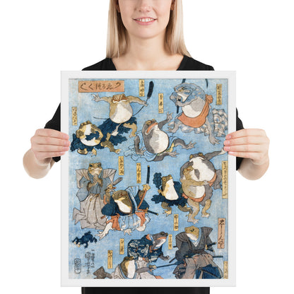 Famous Heroes of the Kabuki Stage Played by Frogs by Utagawa Kuniyoshi