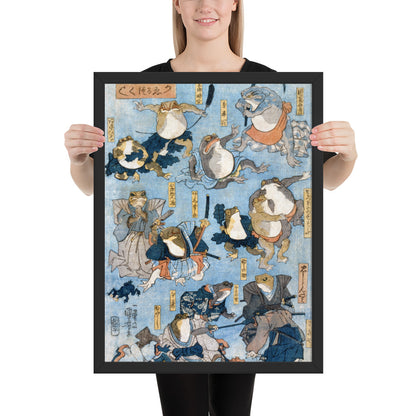 Famous Heroes of the Kabuki Stage Played by Frogs by Utagawa Kuniyoshi