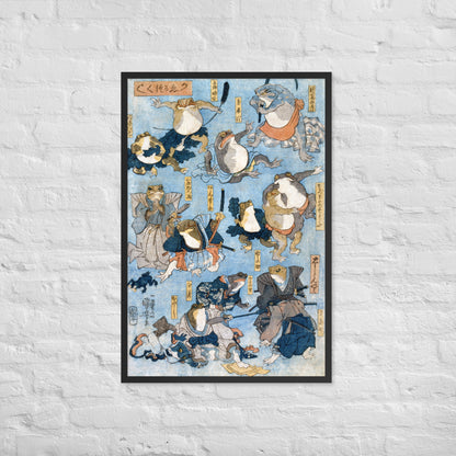 Famous Heroes of the Kabuki Stage Played by Frogs by Utagawa Kuniyoshi