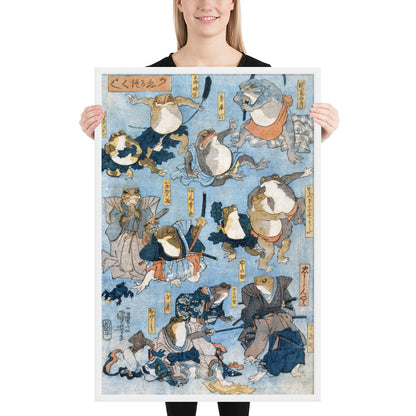 Famous Heroes of the Kabuki Stage Played by Frogs by Utagawa Kuniyoshi