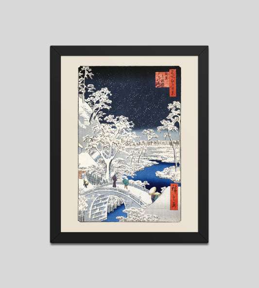 Drum bridge at Meguro and Sunset Hill by Utagawa Hiroshige