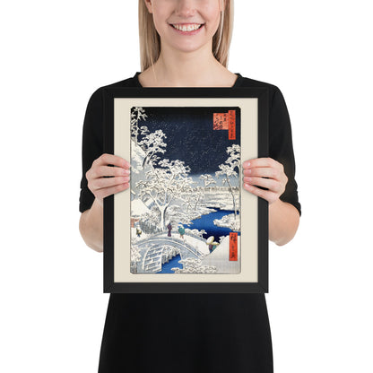 Drum bridge at Meguro and Sunset Hill by Utagawa Hiroshige