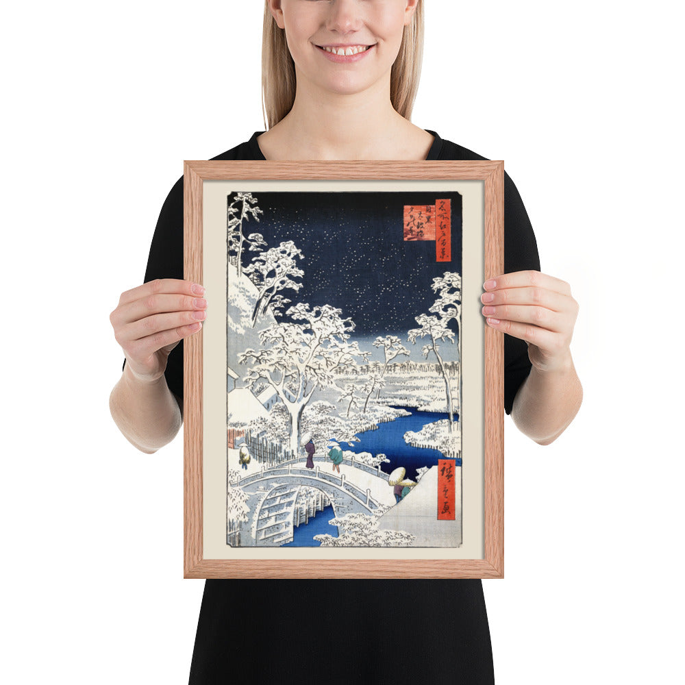 Drum bridge at Meguro and Sunset Hill by Utagawa Hiroshige