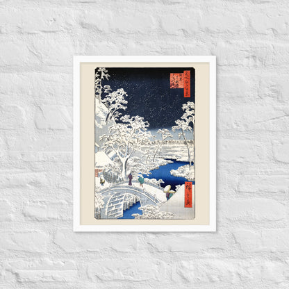Drum bridge at Meguro and Sunset Hill by Utagawa Hiroshige