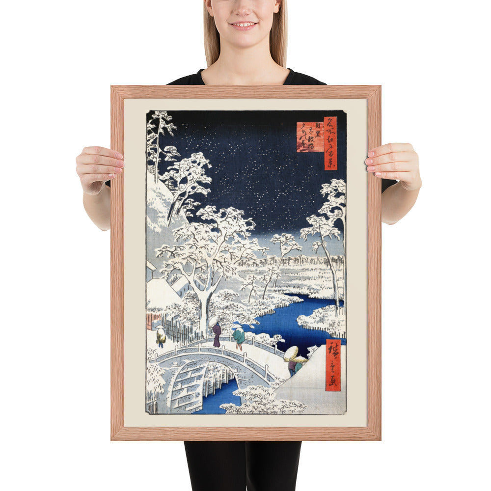 Drum bridge at Meguro and Sunset Hill by Utagawa Hiroshige