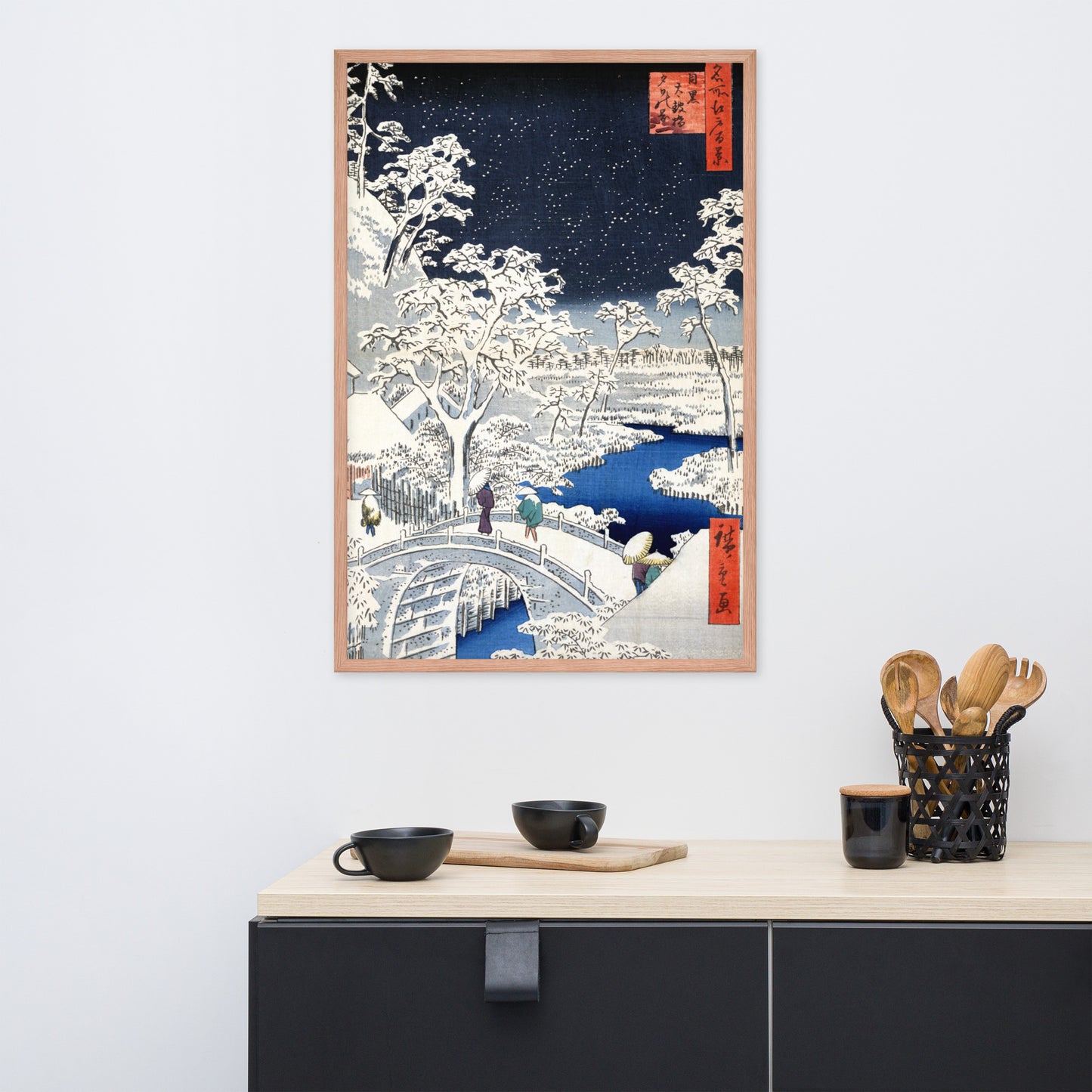 Drum bridge at Meguro and Sunset Hill by Utagawa Hiroshige