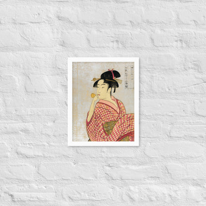 Young Lady Blowing on a Poppin by Kitagawa Utamaro