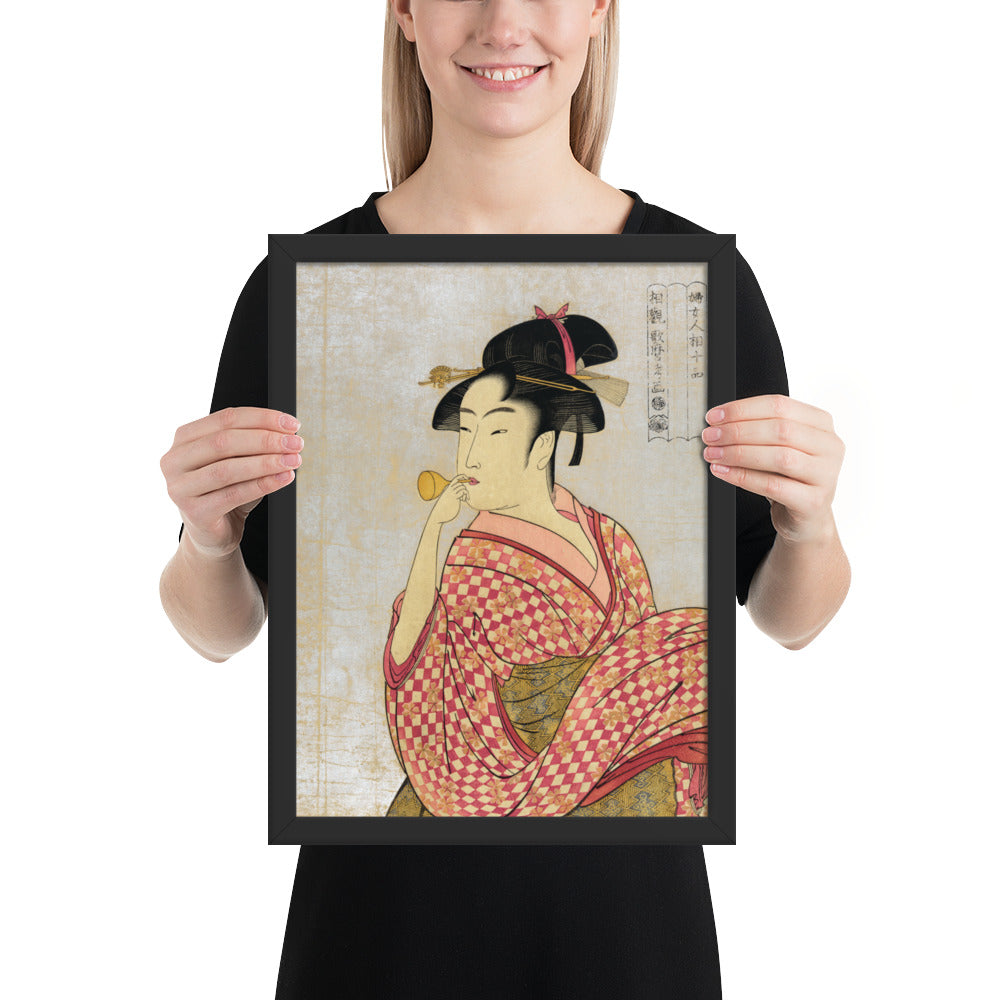 Young Lady Blowing on a Poppin by Kitagawa Utamaro