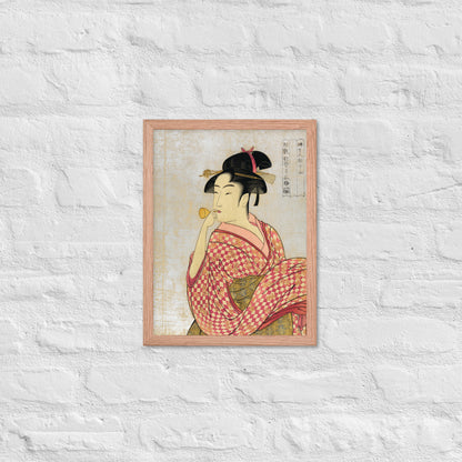 Young Lady Blowing on a Poppin by Kitagawa Utamaro