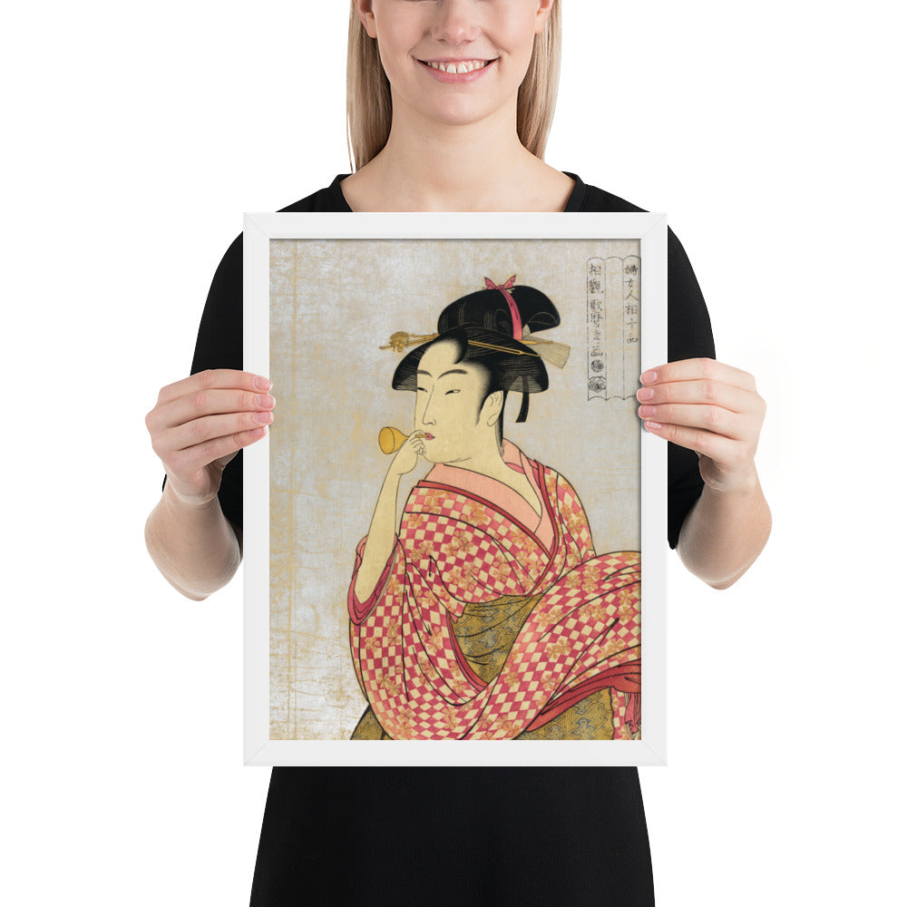 Young Lady Blowing on a Poppin by Kitagawa Utamaro