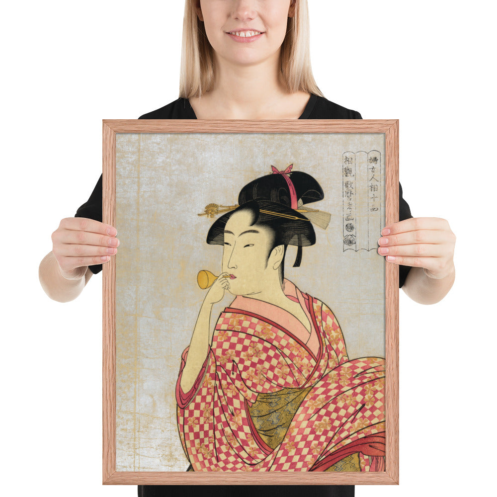Young Lady Blowing on a Poppin by Kitagawa Utamaro