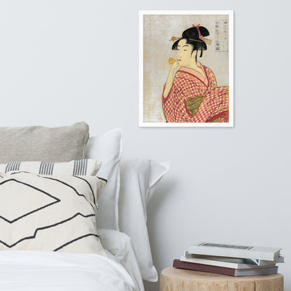 Young Lady Blowing on a Poppin by Kitagawa Utamaro