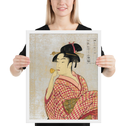 Young Lady Blowing on a Poppin by Kitagawa Utamaro