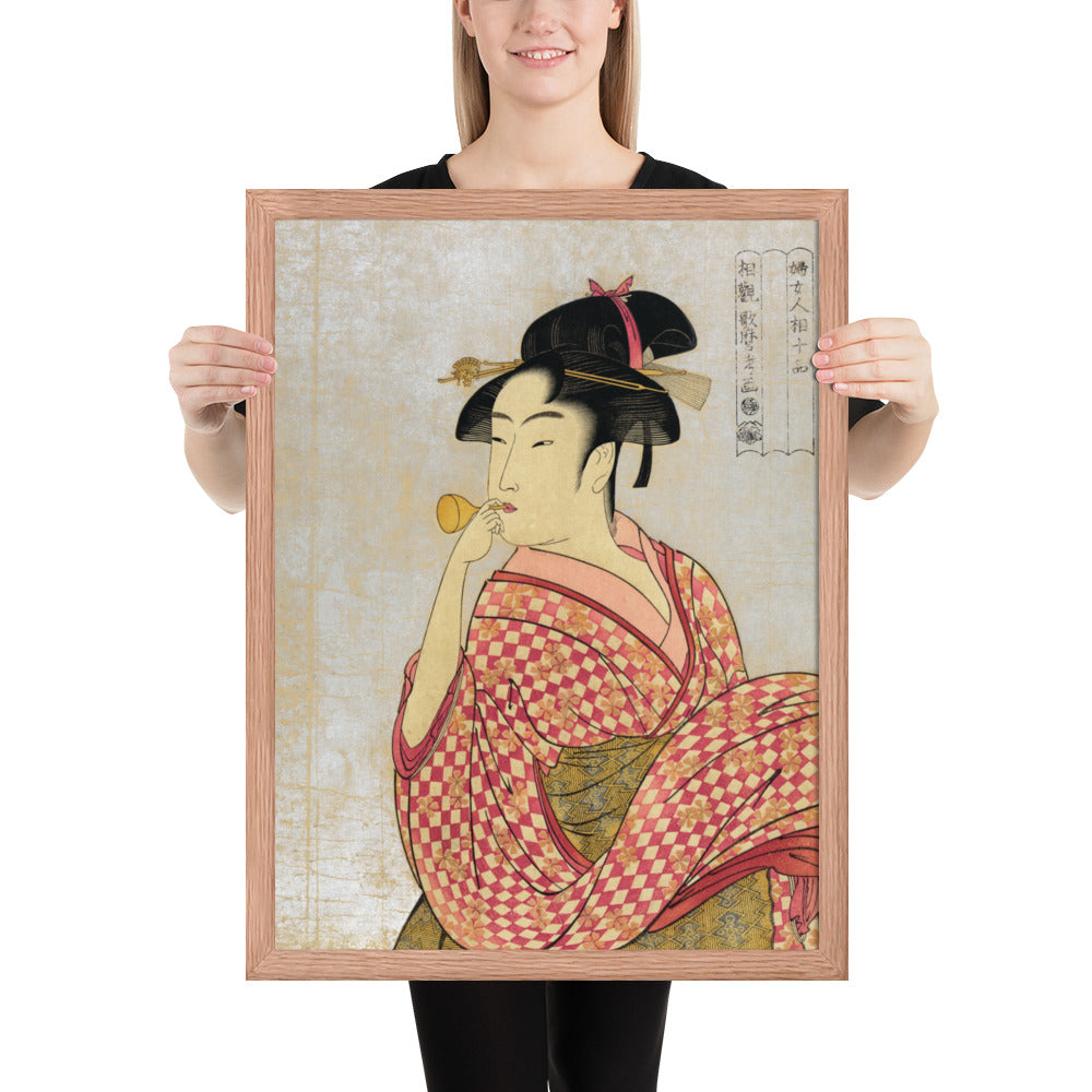 Young Lady Blowing on a Poppin by Kitagawa Utamaro