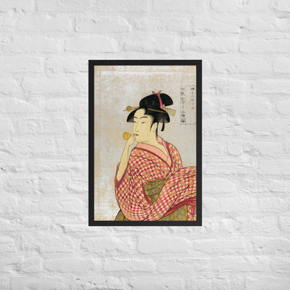 Young Lady Blowing on a Poppin by Kitagawa Utamaro