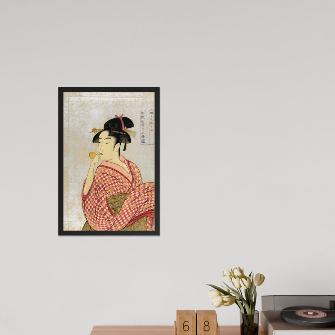 Young Lady Blowing on a Poppin by Kitagawa Utamaro