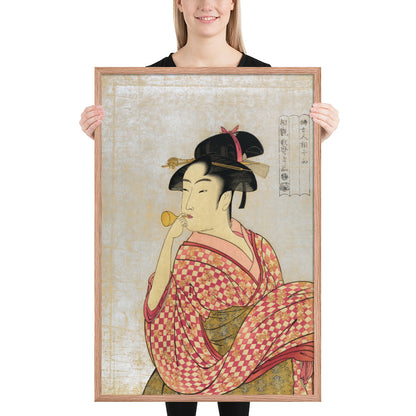 Young Lady Blowing on a Poppin by Kitagawa Utamaro