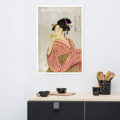 Young Lady Blowing on a Poppin by Kitagawa Utamaro