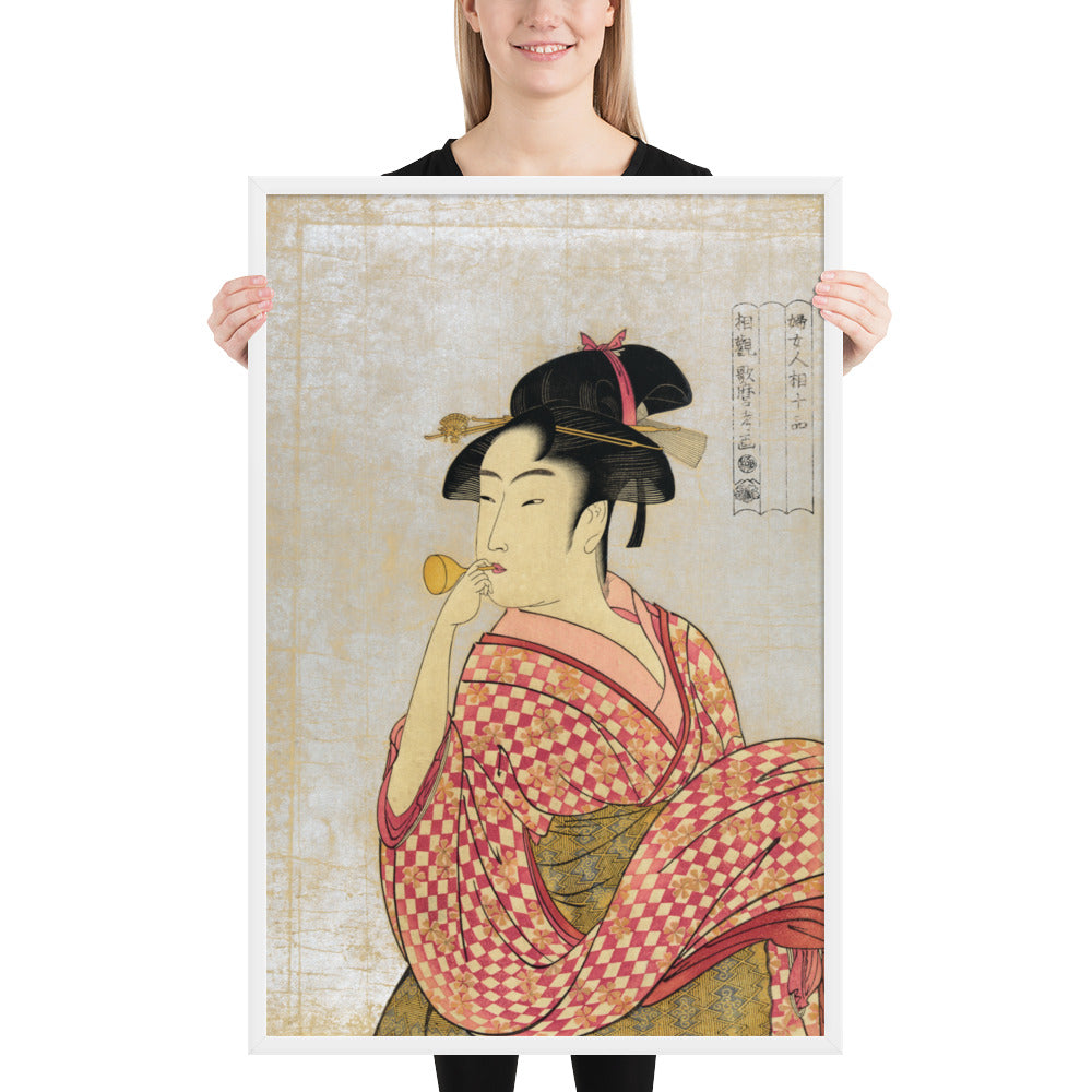 Young Lady Blowing on a Poppin by Kitagawa Utamaro