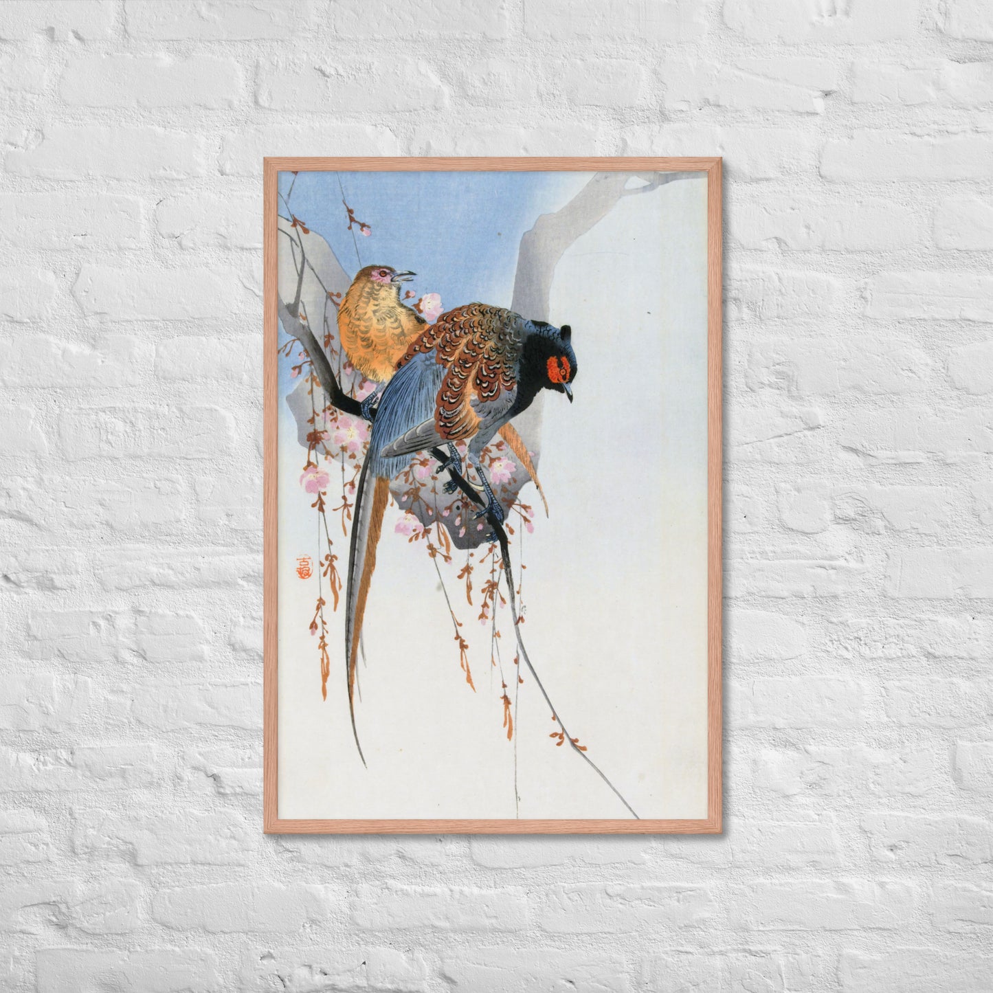 Pheasant Couple and Plum Blossom by Ohara Koson