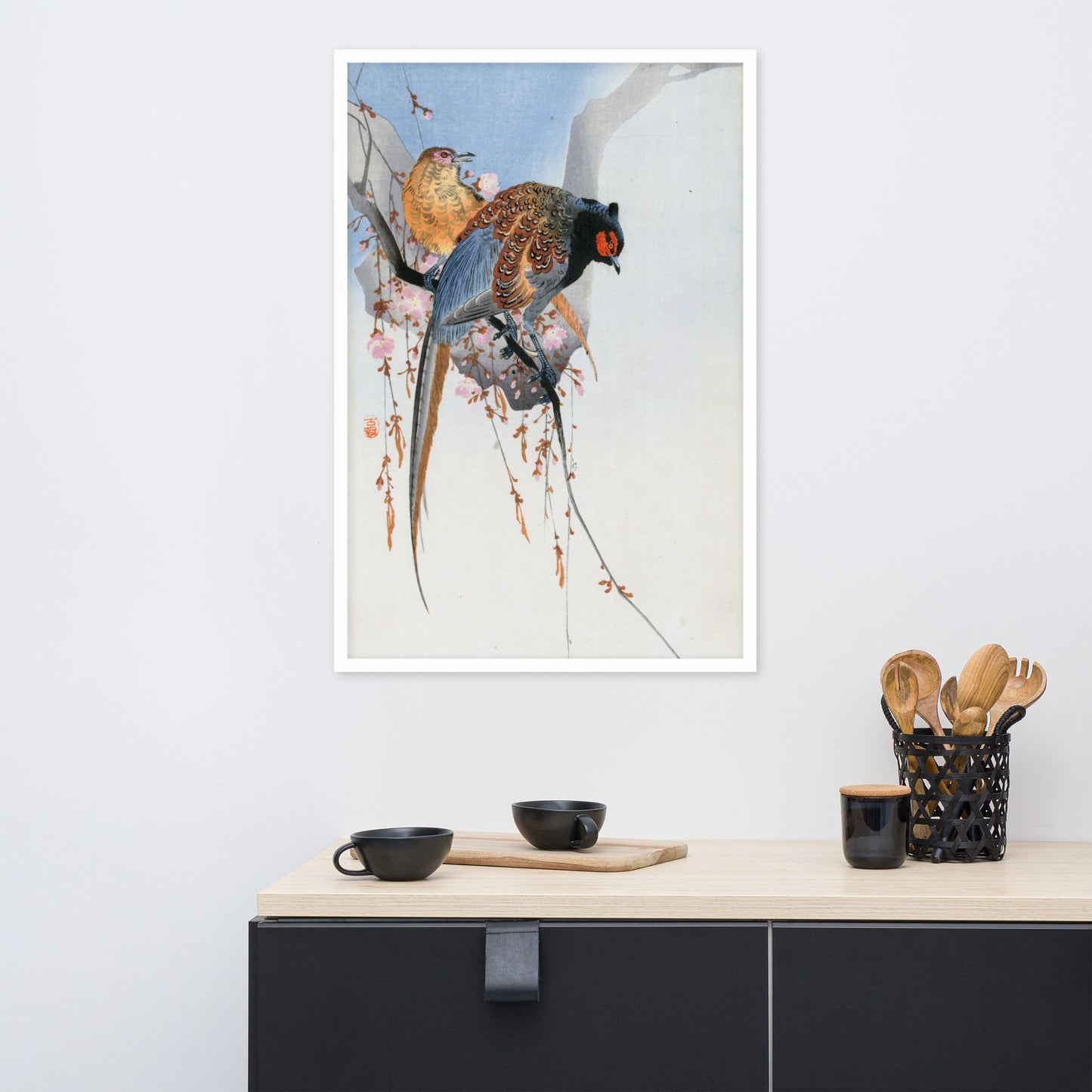 Pheasant Couple and Plum Blossom by Ohara Koson
