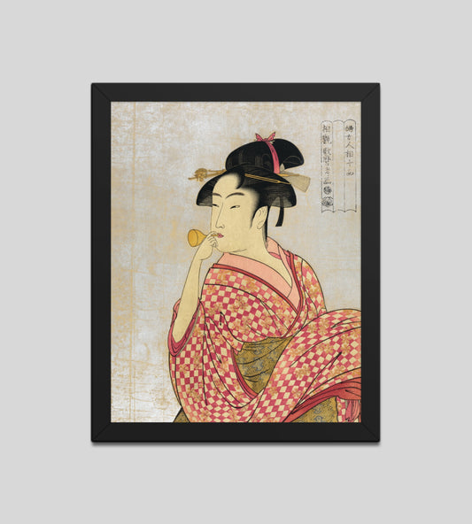 Young Lady Blowing on a Poppin by Kitagawa Utamaro